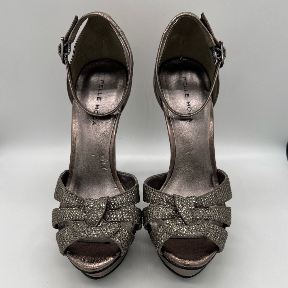 Metallic Platform Rhinestone Heels